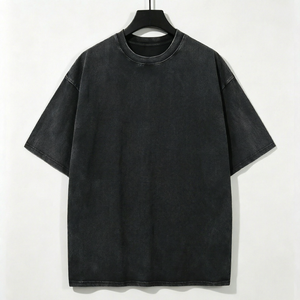T-shirt oversize délavé à l'acide, 100% coton épais, style vintage, streetwear unisexe - Product Image 2