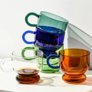Ensemble de tasses en <span class=keywords><strong>verre</strong></span> polyvalentes avec poignée et couvercle résistants à la chaleur, <span class=keywords><strong>verre</strong></span> borosilicate, facile à ranger et à nettoyer, idéal pour un usage quotidien - Product Image 2