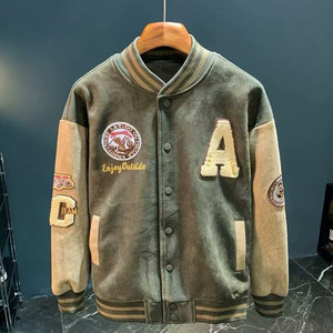 Giacca da Baseball in Pelle Impermeabile con Cappuccio per Uomo - Abbigliamento Invernale di Alta Qualità con Cerniera e Ricami - Product Image 5