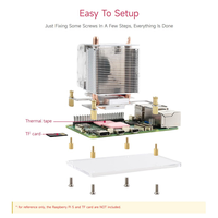Aismartlink Waveshare ICE Tower Ventilateur de refroidissement du processeur, compatible avec Raspberry Pi 5 Tube en cuivre en forme de U avec LED RVB colorée