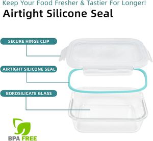 6pcs Hot Selling LFGB Certified Eco-Friendly Modern High Borosilicate Glass Crisper Food Storage Containers Lid <b>Set</b> <b>Microwave</b> - Product Image 4