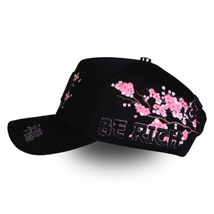 Fabricante Profesional, Gorras Personalizadas al por Mayor, Bordado 3D de <span class=keywords><strong>Sakura</strong></span>, Forro de Satén de Lujo, Ajustables, Florales, de 5 Paneles - Product Image 4
