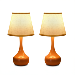 Ensemble de 2 lampes de table LED en fer rose à trois niveaux de luminosité, petite lampe de chevet pour les chambres d'enfants/bureaux/salons - Product Image 1