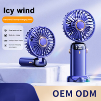 Nouveau ventilateur portable USB rechargeable, mini, pliable, avec affichage numérique, vente en gros, équipement personnel de soins quotidiens