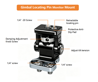 Support de moniteur à broche de localisation 88156 en alliage d'aluminium et ABS, support de cardan inclinable à 180° et rotatif à 360°, accessoires universels compatibles pour caméra