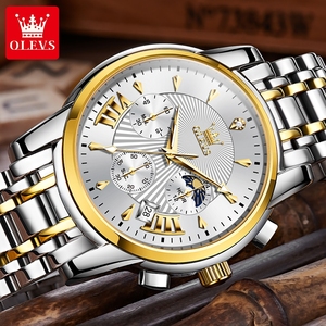 OLEVS 2892 <span class=keywords><strong>Montre</strong></span>-bracelet de luxe en acier inoxydable doré avec calendrier pour hommes <span class=keywords><strong>Montre</strong></span> à mouvement à quartz avec bracelet en acier - Product Image 3