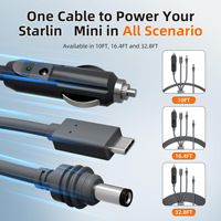 Kabel daya Dc 3 dalam 1 Starlink 18AWG, perangkat pengisian daya Mini On-board kompatibel dengan kabel DC USB C ke DC mobil Mini Starlink