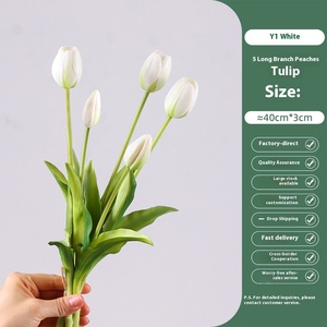 5 teste artificiali <span class=keywords><strong>tulipano</strong></span> Bouquet di gomma morbida fiori decorativi per la casa soggiorno sala da pranzo tavolino Bouquet finti tulipani fiore - Product Image 6