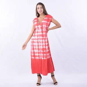 2023 New arrivals dress sleeveless holiday beach clothes women summer sexy tie dye long casual dresses ST0064Y