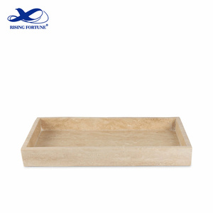 Stonekocc personalizado moderno Wabi-Sabi estilo Vintage Beige mármol travertino bandeja para servir rectángulo Catchall artículos sanitarios Suite - Product Image 6