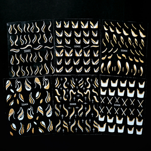 Hiny paillettes lignes françaises ongles autocollants vagues courbe <span class=keywords><strong>argent</strong></span>/or rayures <span class=keywords><strong>manucure</strong></span> décalcomanies <span class=keywords><strong>manucure</strong></span> français ongles décoration - Product Image 4