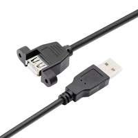 Câble d'extension USB 2.0 de 1 m avec verrouillage par vis, montage sur panneau, type A mâle vers type A femelle