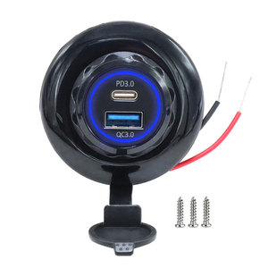 12V/24V Dual USB QC3.0 & PD soquete do carregador de carro, painel de montagem redonda redonda tomada USB para carro/barco/caminhão/marinho (IP65) - Product Image 4