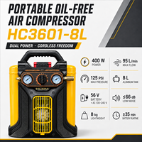 Compresseur d'air mobile équipé d'un réservoir en aluminium antirouille de 8 L et d'une batterie de 56 V fonctionnant à ≤66 dB pour usage résidentiel