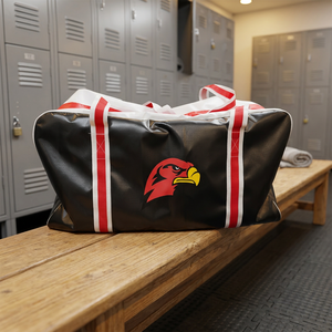 Bolsa Deportiva Negra con Logotipo de Águila Roja, Resistente al Agua, para Artículos Deportivos, con Forro de Poliéster y Cierre de Cremallera - Product Image 3