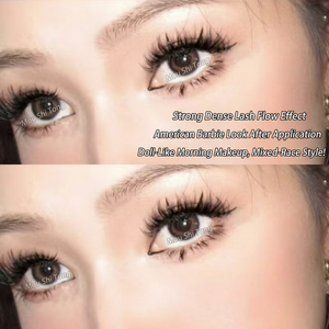 Ciglia Finte Ultra Dense Stile <span class=keywords><strong>Barbie</strong></span> Multirazza, Effetto Volpe Europea, Inclinate, Aspetto Bagnato, Ciuffetti Singoli, Curvate, Stile Manga, Fotogeniche - Product Image 5