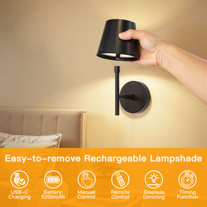 Lámparas <span class=keywords><strong>de</strong></span> Pared Inalámbricas con Batería Recargable, 3 Colores Atenuables, Paquete <span class=keywords><strong>de</strong></span> 2, con Control Remoto para Sala <span class=keywords><strong>de</strong></span> Estar - Product Image 3