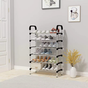 Étagère à chaussures pour la maison, 6 niveaux, noire, pliable, armoire à chaussures pour le salon, la chambre à coucher - Product Image 1
