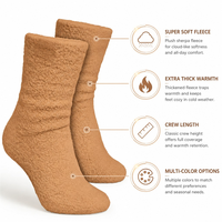 Chaussettes en polaire Sherpa épaisses en gros, chaussettes mi-mollet douillettes et chaudes, couleur camel, beige, chocolat, rose, chaussettes d'hiver pour la maison, logo personnalisé OEM