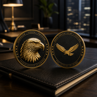 Pièce de monnaie commémorative personnalisée en métal plaqué or avec tête d'aigle 3D, cadeau d'entreprise pour la motivation