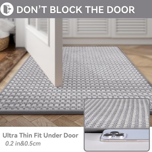 Alfombra de Baño Rectangular de Fibra de Poliéster Absorbente, Diseño Minimalista, Patrón Geométrico Gris - Product Image 3