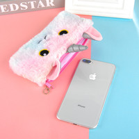 Pochette scolaire multifonction mignonne pour étudiants, kawaii, anime, dessin animé, grande capacité, licorne en peluche, trousse à crayons pour filles