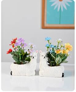 Maceta Grande de Cerámica Esmaltada con Diseño de Alpaca, Estilo Nórdico, para Suculentas (<span class=keywords><strong>Planta</strong></span> No Incluida), Ecológica, Juego de 2 Piezas - Product Image 3