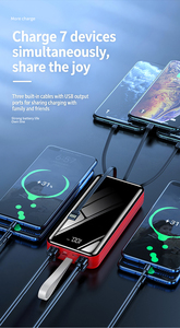 พาวเวอร์แบงค์คุณภาพสูง PD 22.5W แบบพกพา พร้อมหน้าจอ LED - แบตเตอรี่ Li-Polymer ความจุ 20000mAh ช่องเสียบ USB Type-C คู่ สายในตัว - Product Image 3