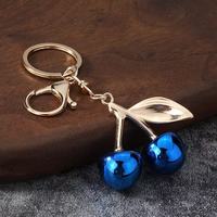 Porte-clés élégant en métal cerise, étanche, tendance, breloque de sac à main, pendentif stylé pour sac à main ou clé de voiture, accessoire décoratif