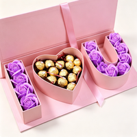 Boîte Cadeau de Chocolats Faits Main de Luxe en Gros, Personnalisée, en Carton Gris Verni, Recyclable, Rigide, avec Fermeture Magnétique, pour Bonbons de la Saint-Valentin