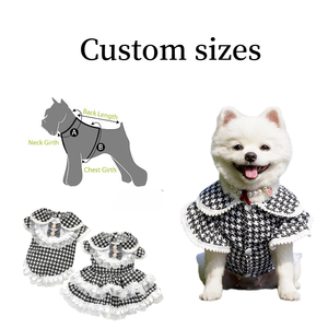 Fashion Plaid luxury <b>Cat</b> dress pet <b>clothes</b>, Breathable Checkered Pet Outfit with Ruffle Lace, Multiple Colors Available - Product Image 2