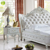 Lit antique sculpté à la main, luxe, qualité supérieure, style européen, mobilier de chambre à coucher, cadre de lit en cuir classique pour hôtel, villa, SW8078