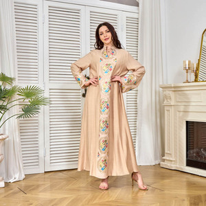 Vestido Abaya de Dubái adornado con lentejuelas para mujer de Oriente Medio Europeo Americano, falda larga suelta para exportación de verano - Product Image 3