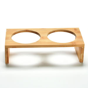 Bình nước gốm đôi nâng cao chống trơn trượt thân thiện với môi trường cho thú cưng, có khung gỗ, có thể tháo rời - Product Image 5