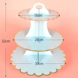 Soportes Ecológicos <span class=keywords><strong>de</strong></span> Cartón <span class=keywords><strong>de</strong></span> 3 Niveles para Pasteles, Postres y Repostería, Desechables para Baby Shower, Té <span class=keywords><strong>de</strong></span> la Tarde, <span class=keywords><strong>Bautizo</strong></span> - Product Image 4
