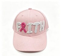 Casquette de baseball tendance en toile polyester/coton à 6 panneaux avec lettres FAITH en strass, plusieurs couleurs disponibles, vente en gros