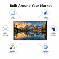 Pantalla LCD de 50 Pulgadas para Pared con Cristal Templado, Menú Digital Metálico, Pantalla Publicitaria OEM con Soporte SDK para Interiores, Restaurantes y Ascensores