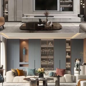 <span class=keywords><strong>Meuble</strong></span> TV mural de style moderne en bois massif, <span class=keywords><strong>console</strong></span> multimédia de luxe pour salon et <span class=keywords><strong>chambre</strong></span> à coucher, vente en gros - Product Image 6
