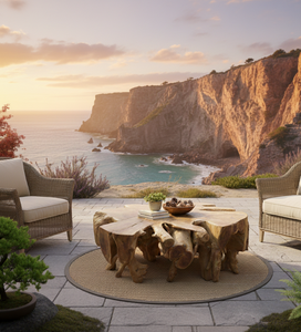 Mesa de Centro de Lujo con Base Escultural de Raíz de Teca Natural y Tapa de Cristal, Diseño Contemporáneo para Interiores Exclusivos - Product Image 3