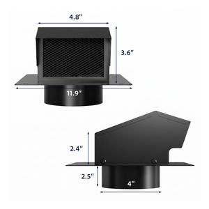 Cache de ventilation mural à capot pour siphon de sèche-linge - Capot d'évacuation en acier galvanisé avec amortisseur et grille pour ventilateur de salle de bain extérieur/<span class=keywords><strong>hotte</strong></span> aspirante - Product Image 5