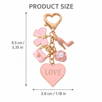 Breloque de sac rose mignonne en forme de cœur émaillé, mini pendentif de sac à main Kawaii, porte-clés, accessoires de décoration pour sacs à main pour femmes et filles