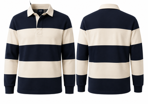 Camiseta de rugby de manga larga para hombre, mezcla de algodón, a rayas, transpirable, duradera, ropa deportiva informal - Product Image 3