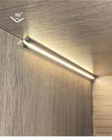 Profilé en aluminium diffuseur pour bande LED en V sans soudure, avec rail de montage pour armoires, escaliers, murs, profilé à lentille courbée