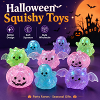 Jouets Squishy Pailletés d'Halloween en Gros : Mignons Fantômes, Citrouilles, Chauves-souris, Jouets Anti-stress à Presser, Cadeaux de Fête, Squishy Dumpling