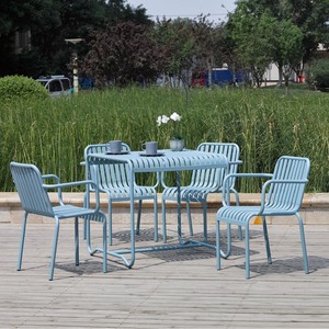 Juego de Mesas y Sillas de Comedor para Exteriores de Estilo Moderno, Metálicas, para Patio o Terraza, Fáciles de Limpiar, Color Personalizado - Product Image 5