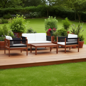 Set Lounge da Giardino in Legno Massello di Acacia 4 Posti, Arredamento da Esterno Durevole dal Design Contemporaneo - Product Image 2