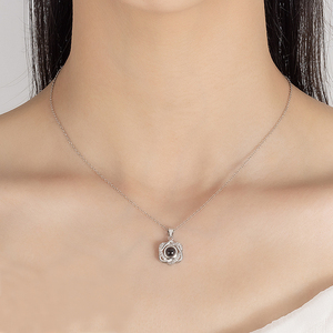 Vòng cổ hợp kim với Chuỗi liên kết kim cương-Thiết kế dễ thương nói rằng tôi yêu bạn in 100 ngôn ngữ - Product Image 1