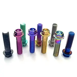 Hot Selling Titanium Alloy Steel Anodized Serrated Hexagon Head Flange Bolt Din6921 Gr5 Bolts