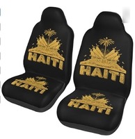 Housse de siège de voiture en polyester avec impression numérique haute définition de la carte d'Haïti, lavable, avec dos élastique, logo personnalisé, accepte les commandes en gros