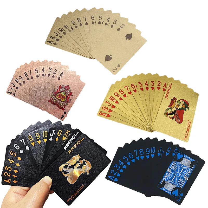 Juego de cartas de póquer con logotipo personalizado, juego de cartas de papel artístico estándar de alta calidad impreso para juegos de adultos, oro, negro, blanco, Plata 32
